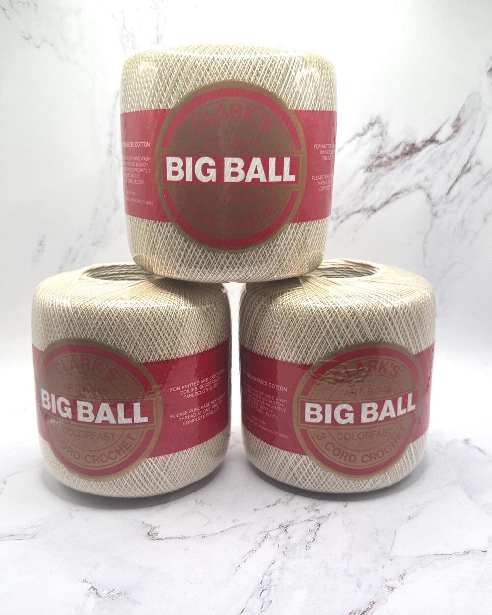 3 packs Clarks Big Ball 3 cord mercerized cotton crochet thread color 61